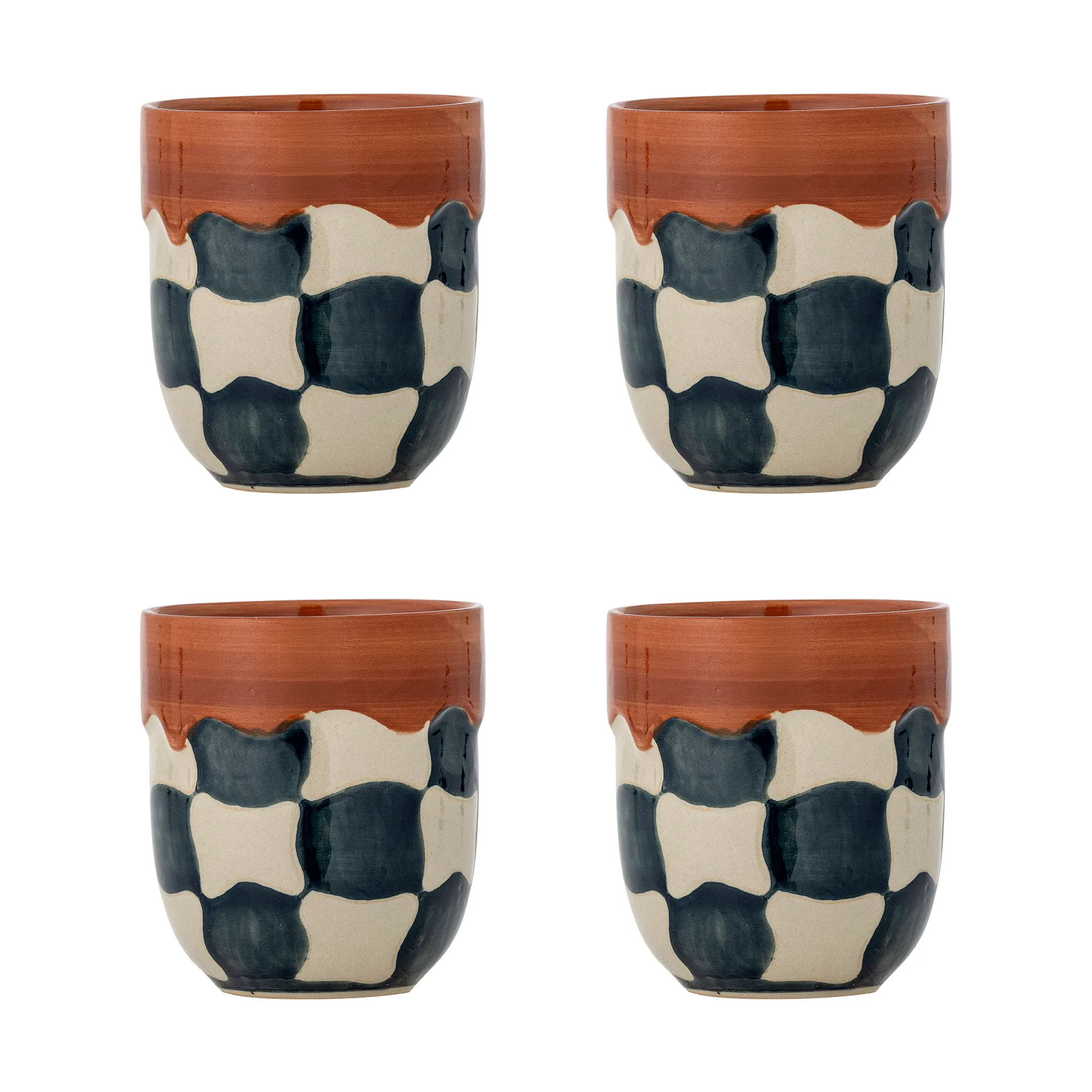 Check beker 4-pack, Blauw Bloomingville