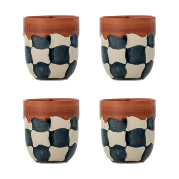 Check beker 4-pack - Blauw - Bloomingville