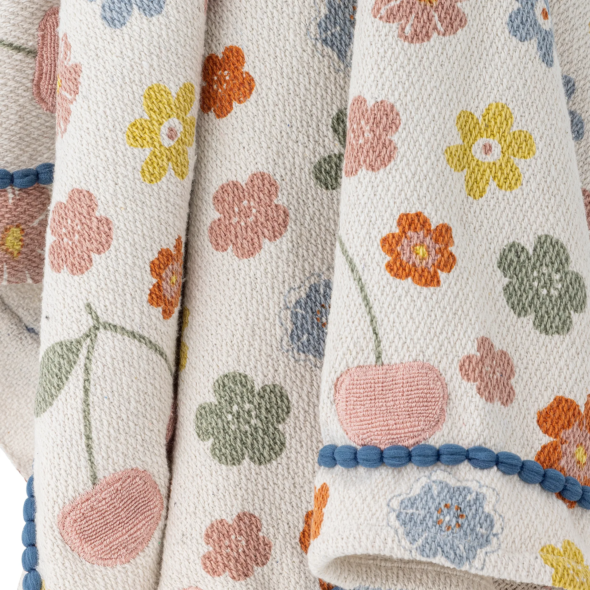 Cherry katoenen plaid 160x130 cm, Roos Bloomingville