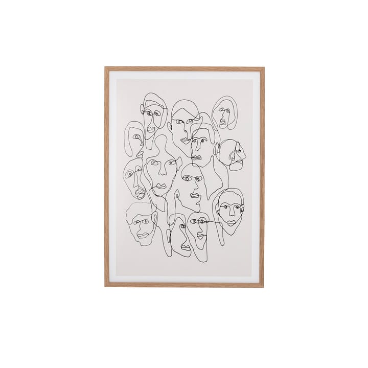 Chichi schilderij met gezichten eiken lijst - 52x72 cm - Bloomingville