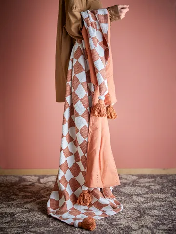 Chola plaid katoen 150x130 cm - Bruin - Bloomingville