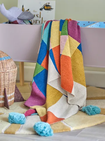 Colorine katoenen deken 160x130 cm - Blauw - Bloomingville