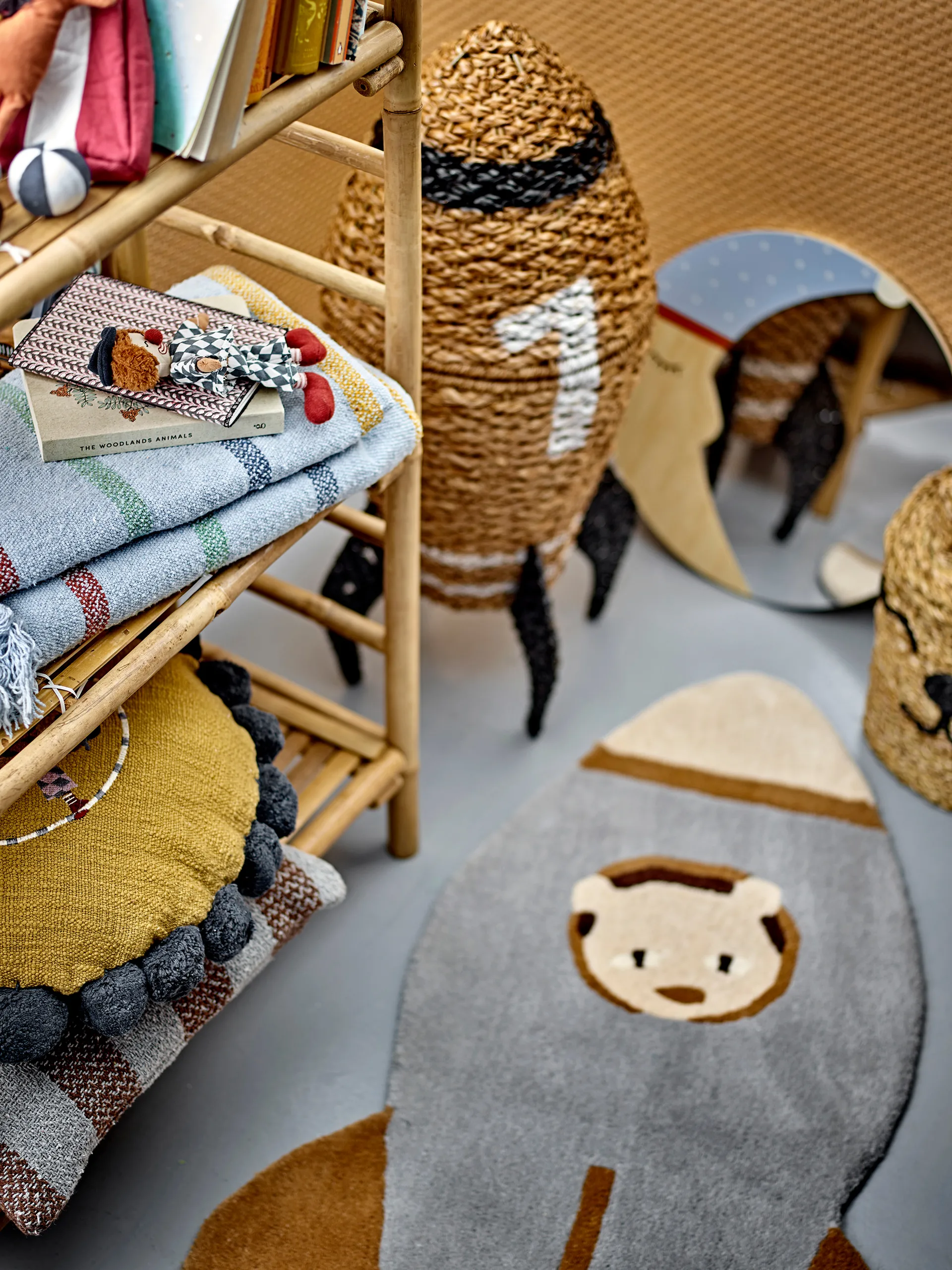 Cosmina opbergmand met deksel Ø40x68,5 cm, Natuur Bloomingville