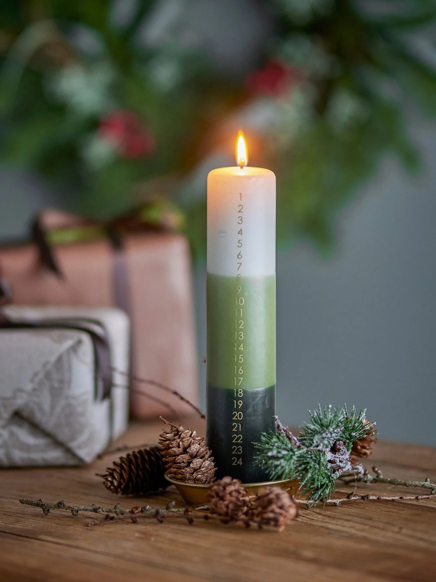 Dip Dye adventskaars, Groen, 25 cm Bloomingville