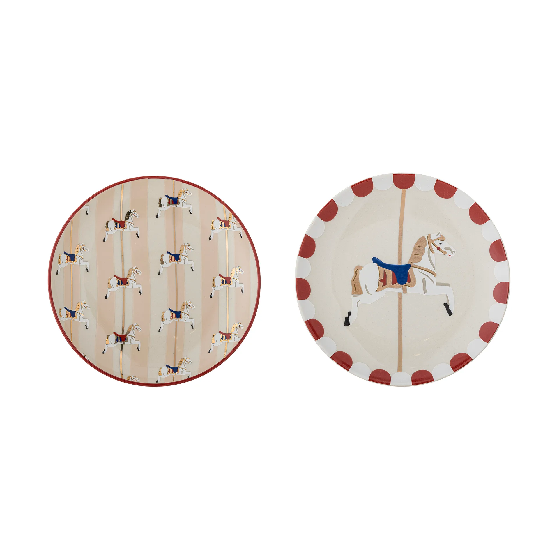 Draaimolen bord Ø16 cm 2 delen, Beige-rood Bloomingville