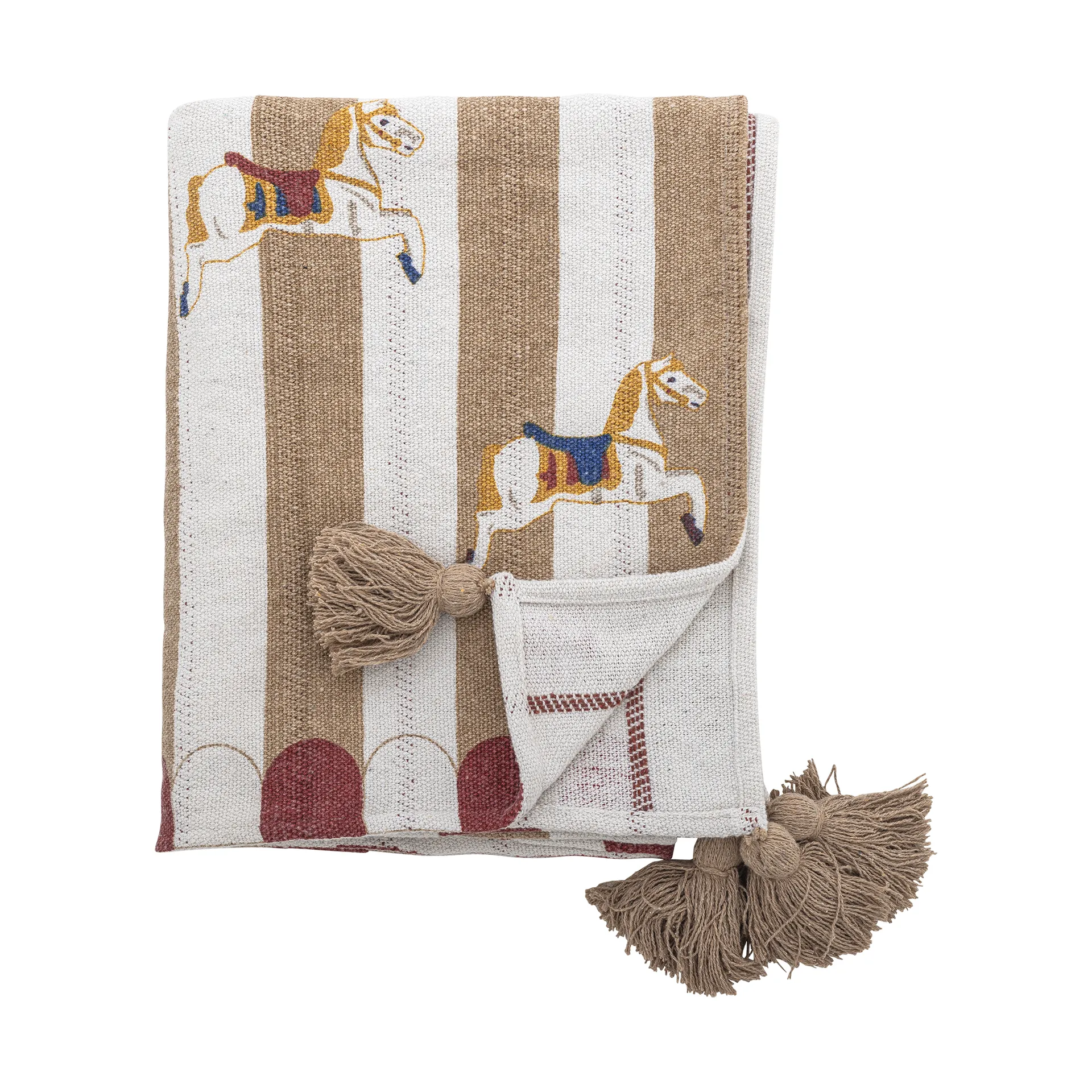 Draaimolen deken 130x160 cm, Beige-rood Bloomingville