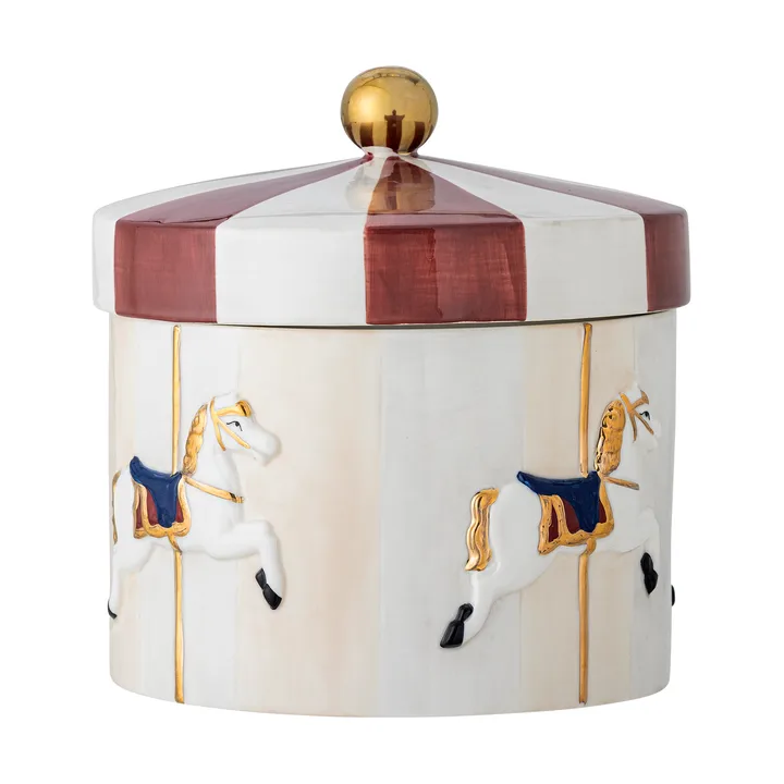 Draaimolen pot met deksel Ø19,5x20,5 cm - Rood-wit - Bloomingville