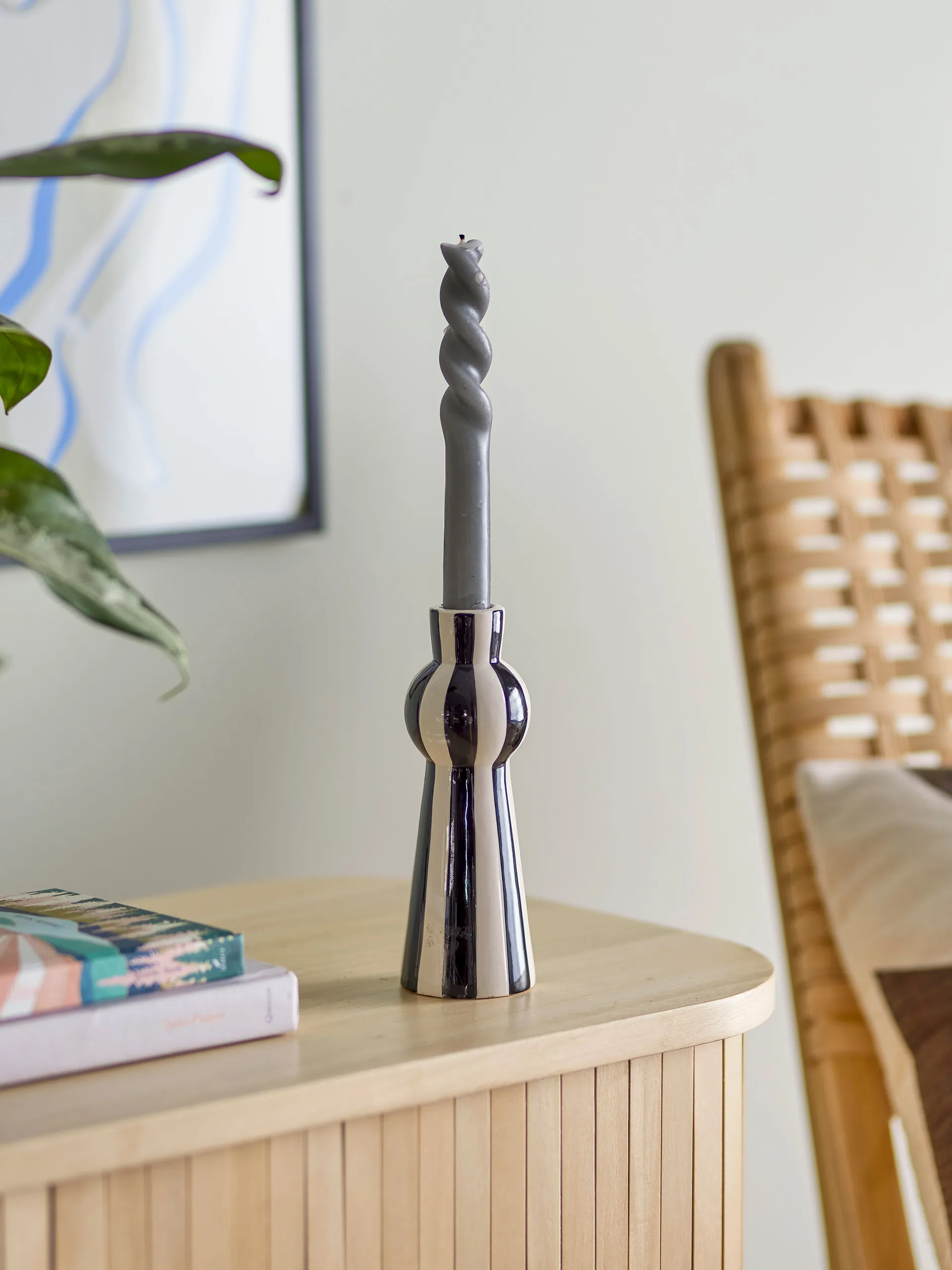 Eja kaarsenhouder 17 cm, Zwart-wit Bloomingville