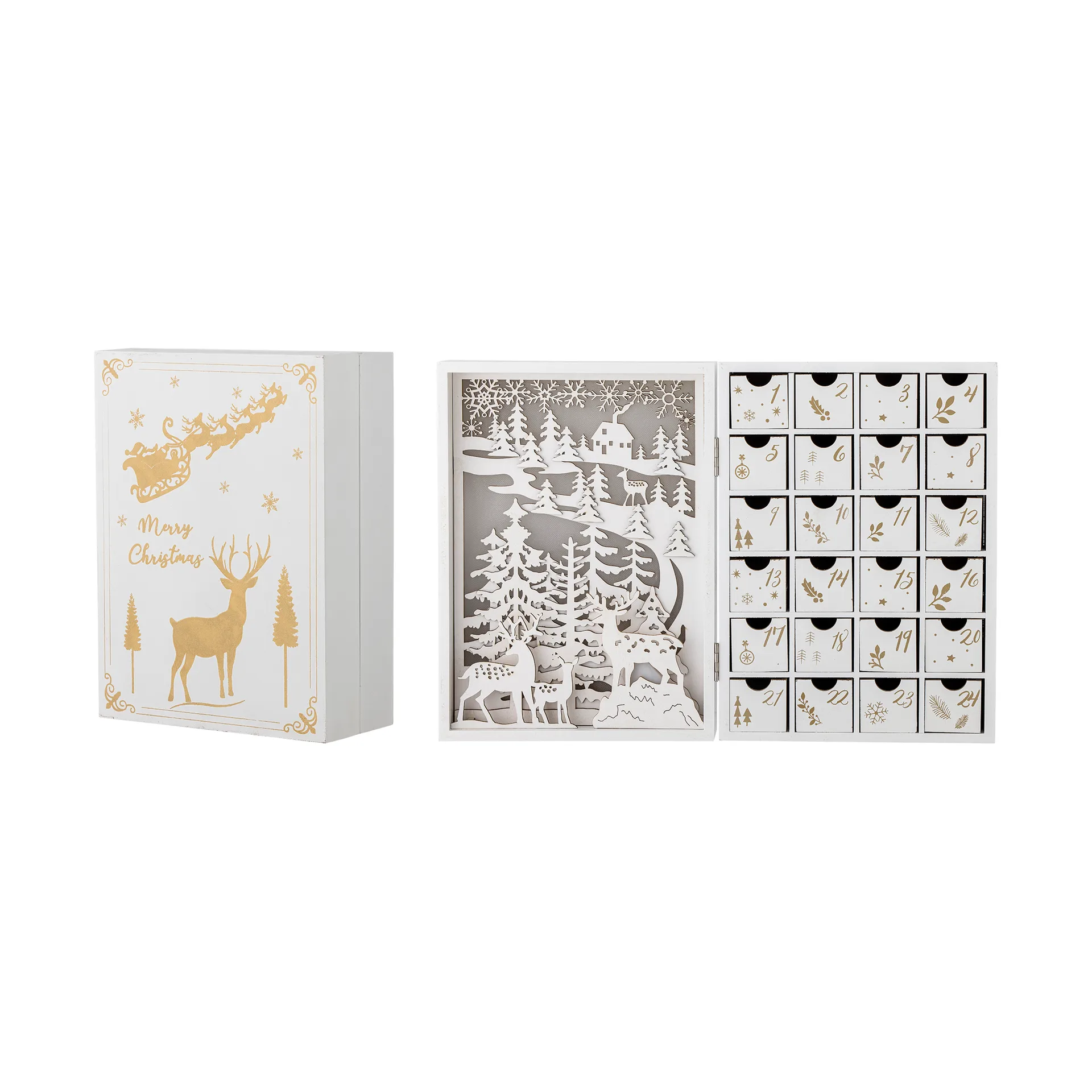 Elimar adventskalender met verlichting, Wit Bloomingville