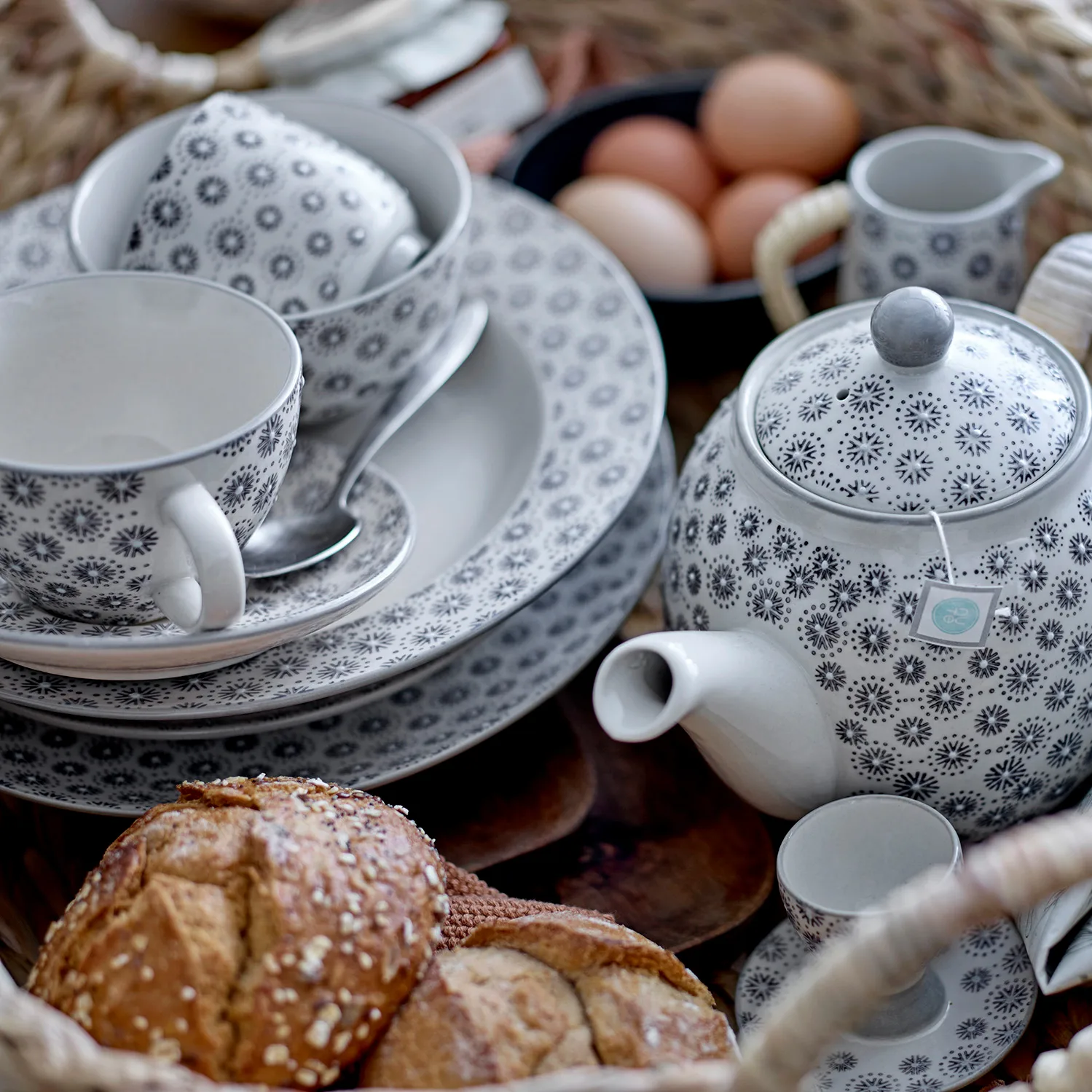 Elsa kop met schotel, Grijs Bloomingville