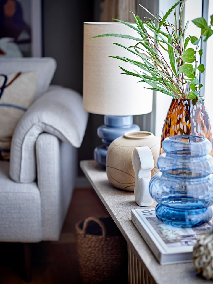 Fabiola tafellamp Ø24x51 cm, Blauw glas-linnen Bloomingville