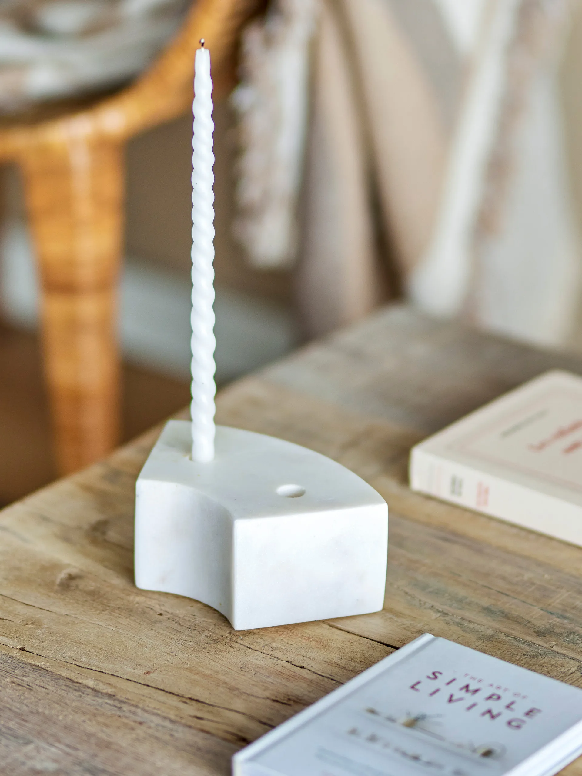 Florida kaarsenhouder 14,5x6x7,5 cm, White marble Bloomingville