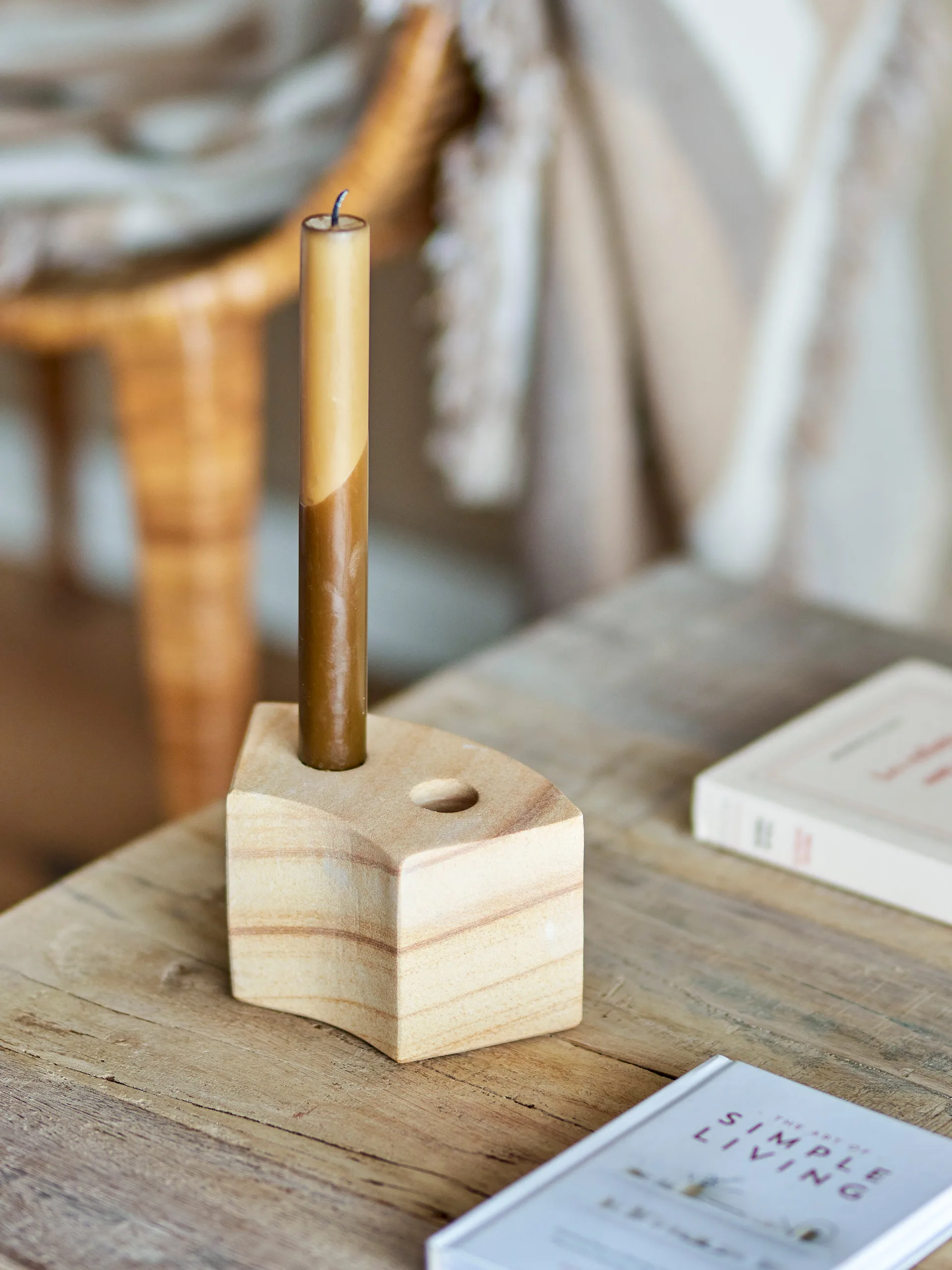 Florida kaarsenhouder 14,5x8x7,5 cm, Natural sandstone Bloomingville