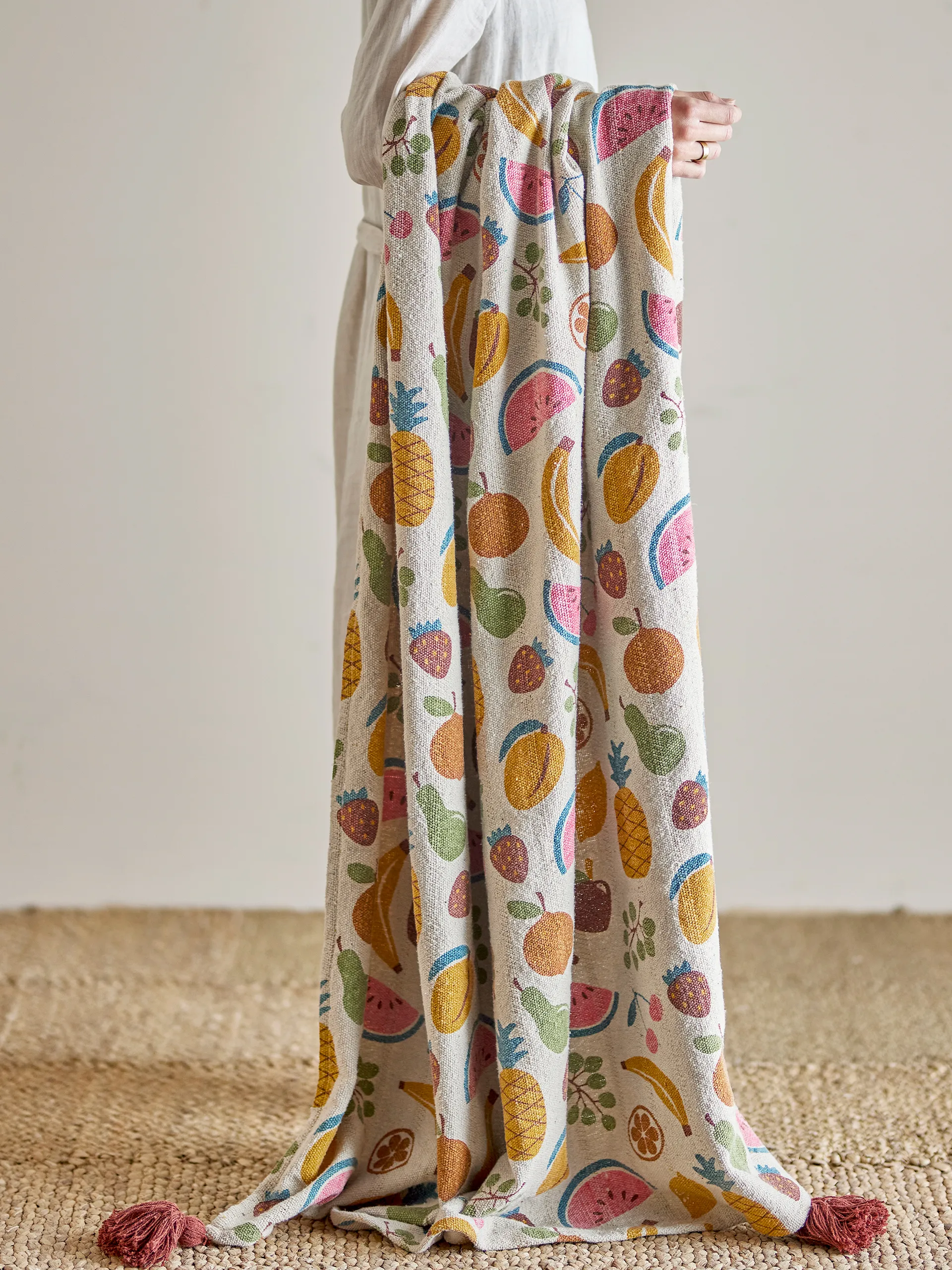 Fruitta katoenen deken 160x130 cm, Geel Bloomingville