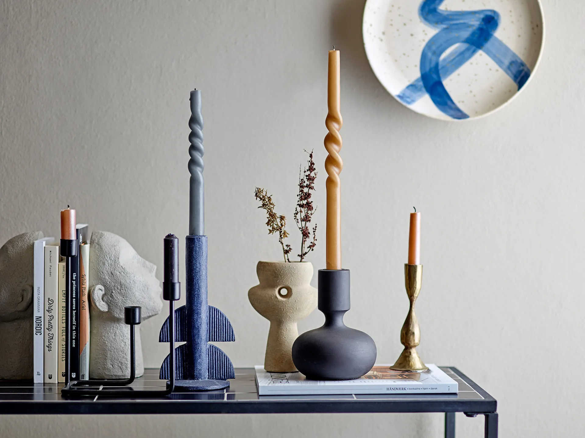 Hafi kandelaar 21 cm, Zwart Bloomingville