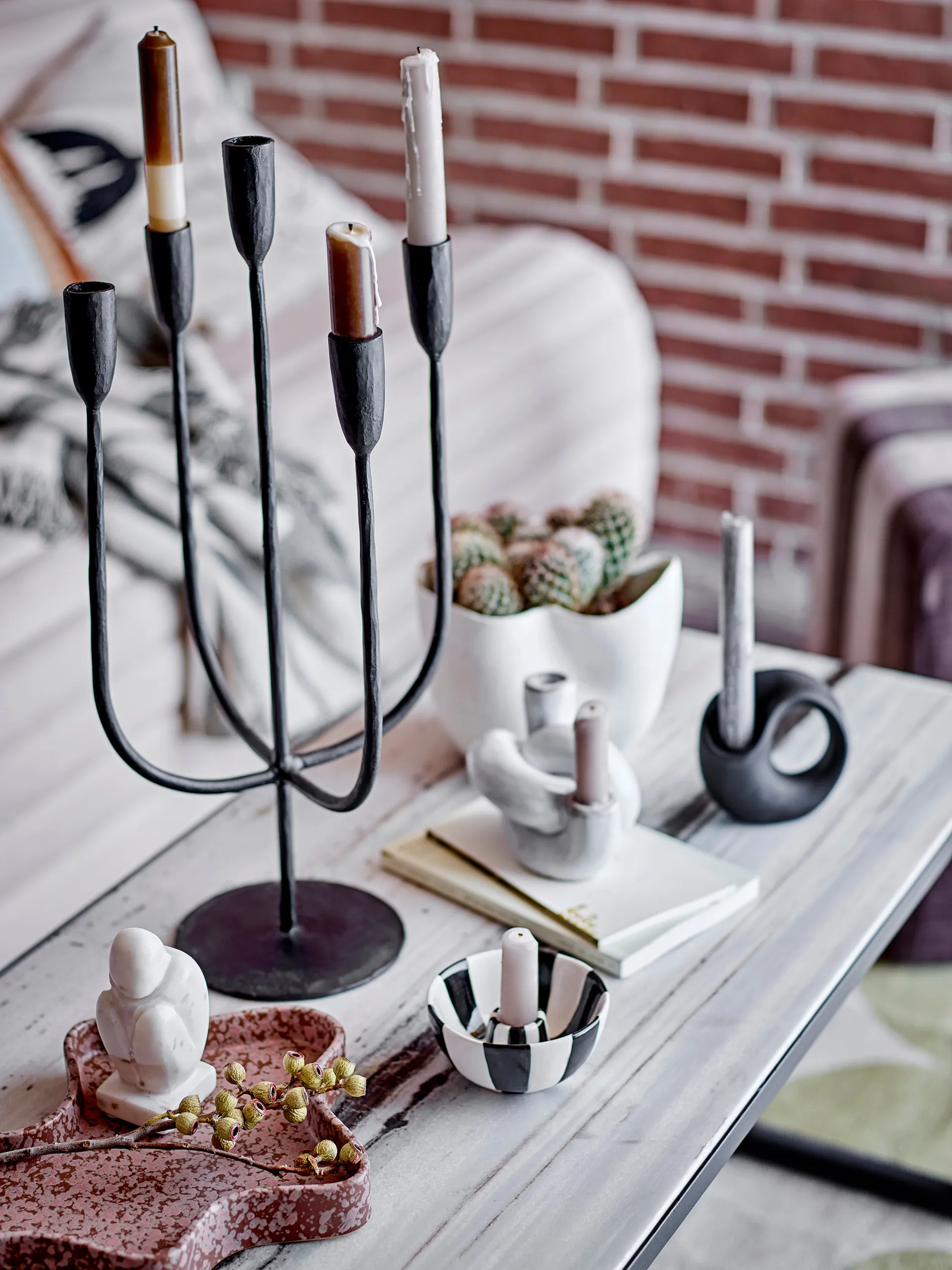 Haydn kaarsenhouder knoop, Wit Bloomingville