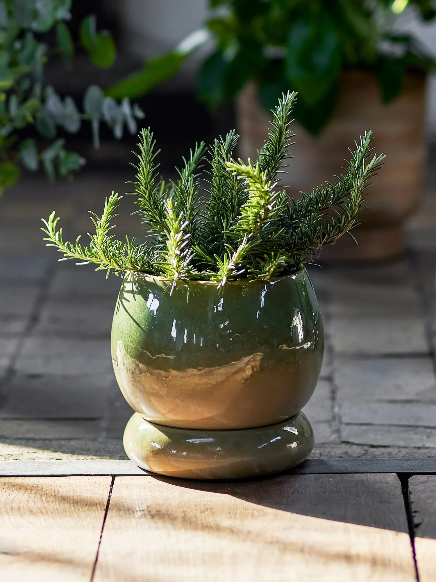 Imke bloempot met schotel, Green, 18,5x17,5 cm Bloomingville