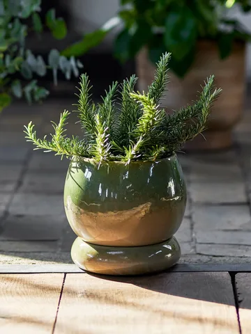Imke bloempot met schotel - Green, 18,5x17,5 cm - Bloomingville