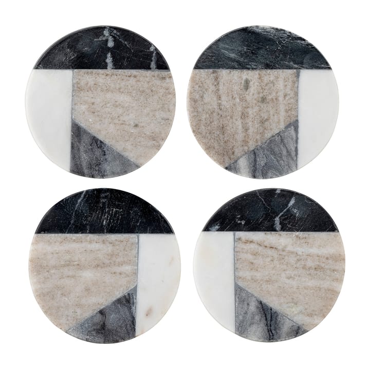 Izabella glasonderzetter Ø10 cm 4-pack - Grijs marmer - Bloomingville