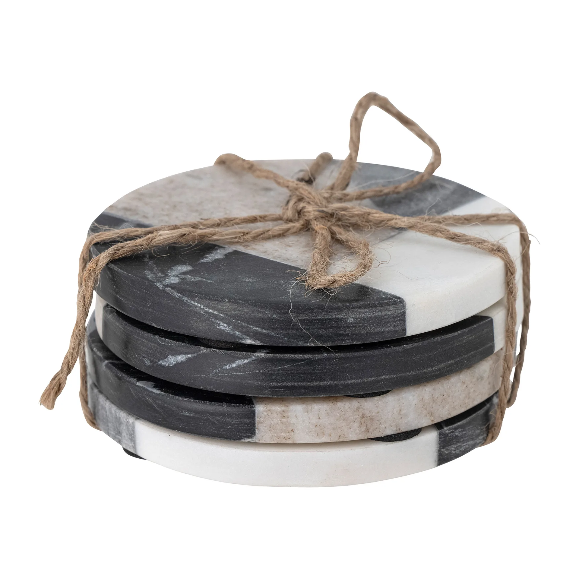 Izabella glasonderzetter Ø10 cm 4-pack, Grijs marmer Bloomingville