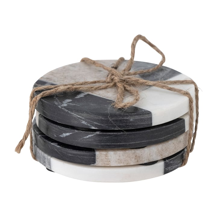 Izabella glasonderzetter Ø10 cm 4-pack - Grijs marmer - Bloomingville