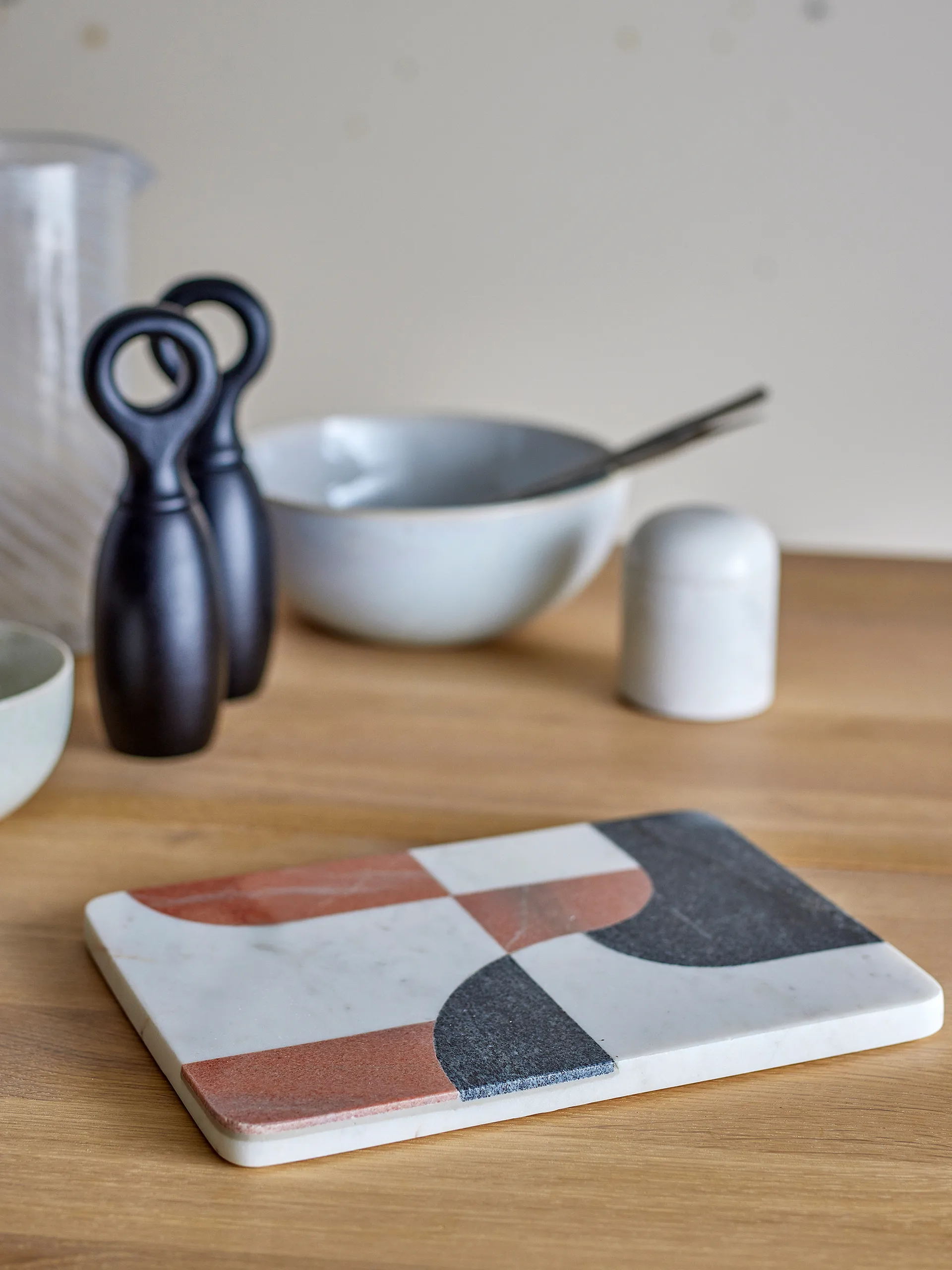 Jazzi snijplank 20x28 cm, Wit-zwart-bruin Bloomingville