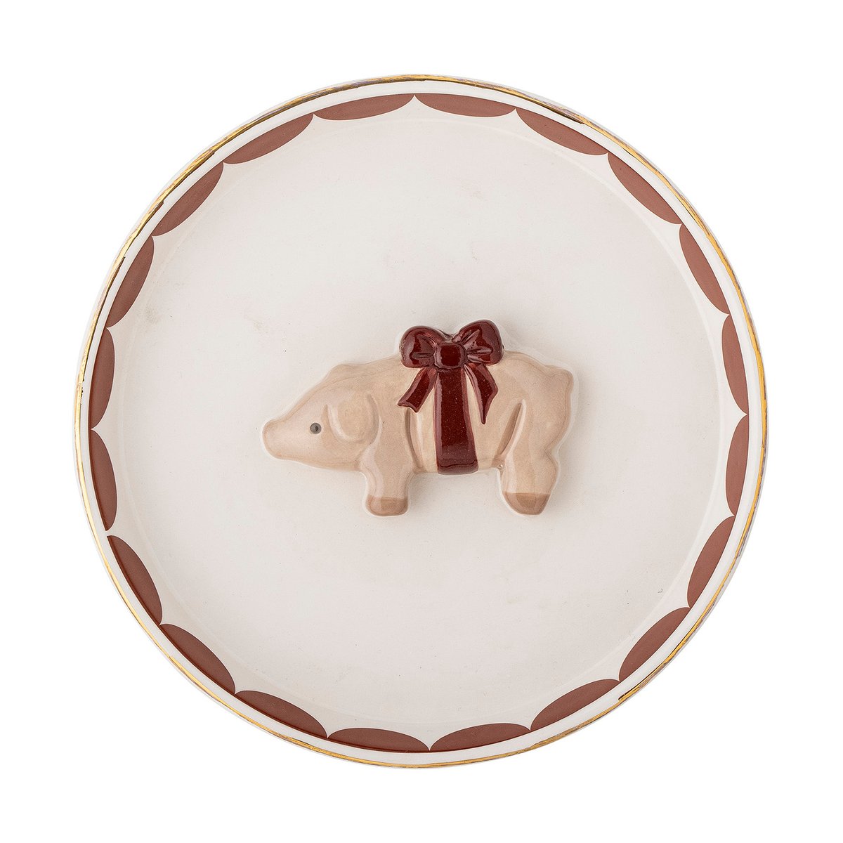 Bloomingville Jolly serveerschaal o18 cm Wit-rood | Scandinavisch Interieur | Decoratieve schalen | Rood