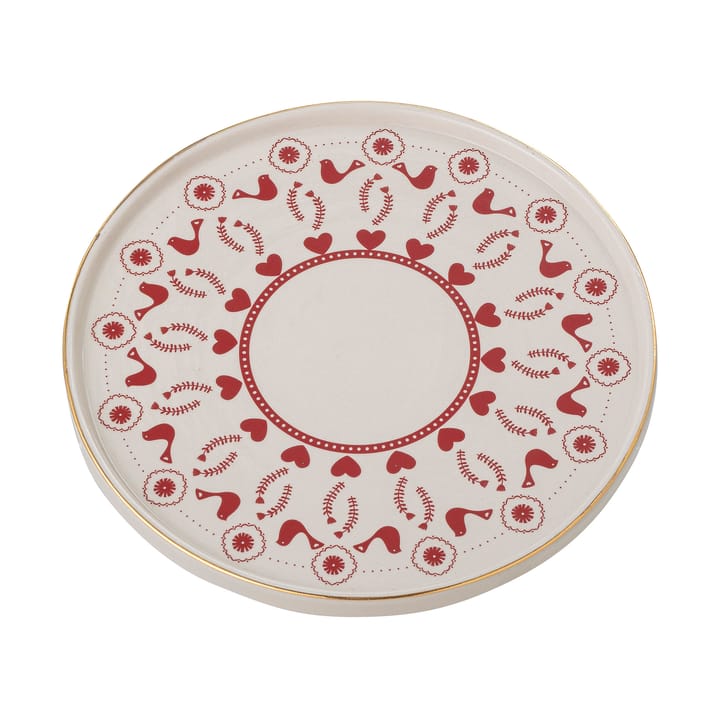 Jolly taartschotel aardewerk Ø26 cm, Wit-rood Bloomingville