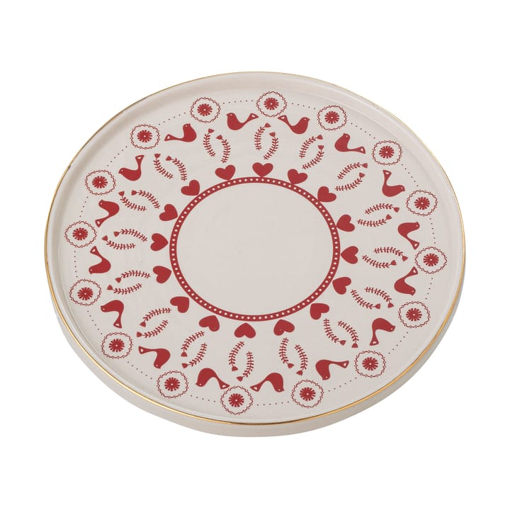 Jolly taartschotel aardewerk Ø26 cm - Wit-rood - Bloomingville