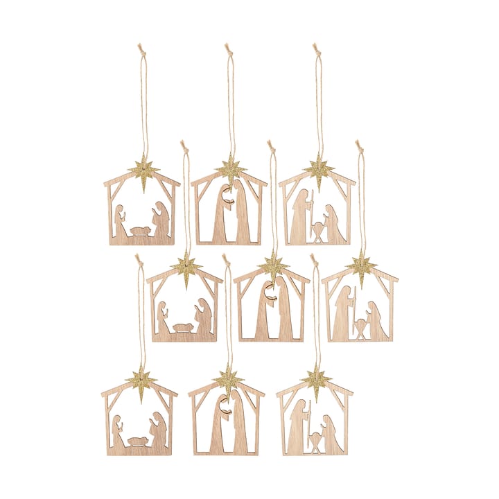 Jonan kerstboomhanger hout 9-delig, Kribbe Bloomingville