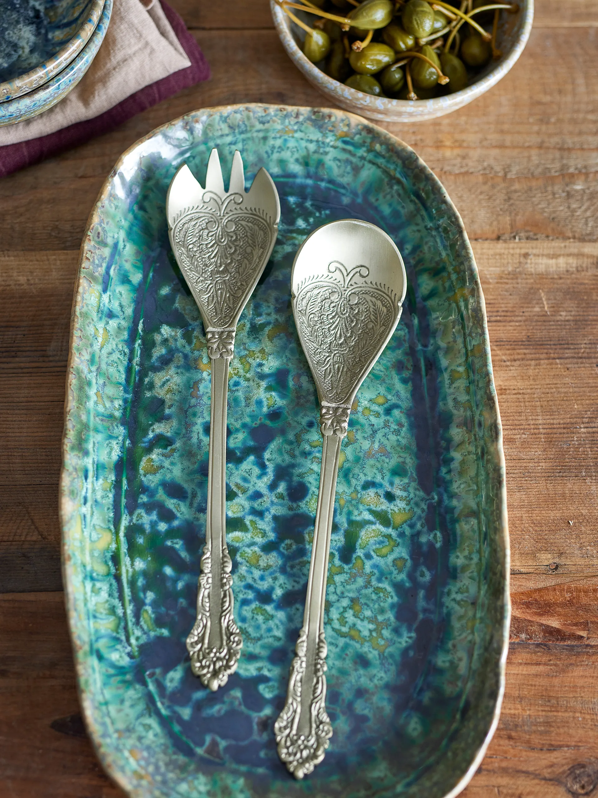 Kalima saladebestek 2-delig, Messing Bloomingville