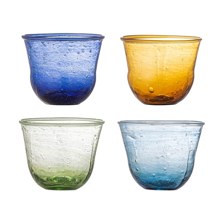 Karu drinkglas 28 cl 4-delig - Blauw-geel-groen-lichtblauw - Bloomingville