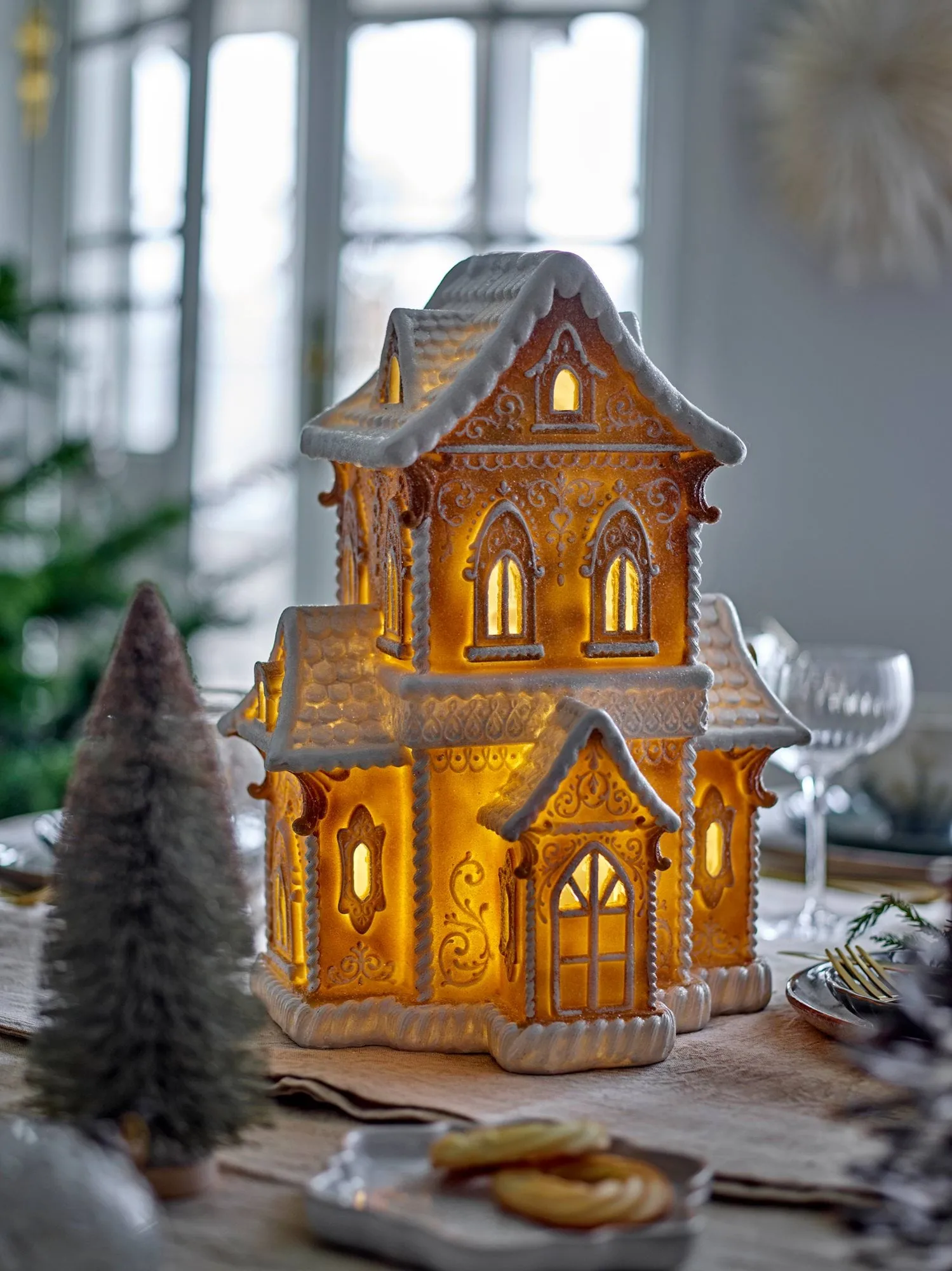 Kevin decoratiehuis met licht, Bruin, 37 cm Bloomingville