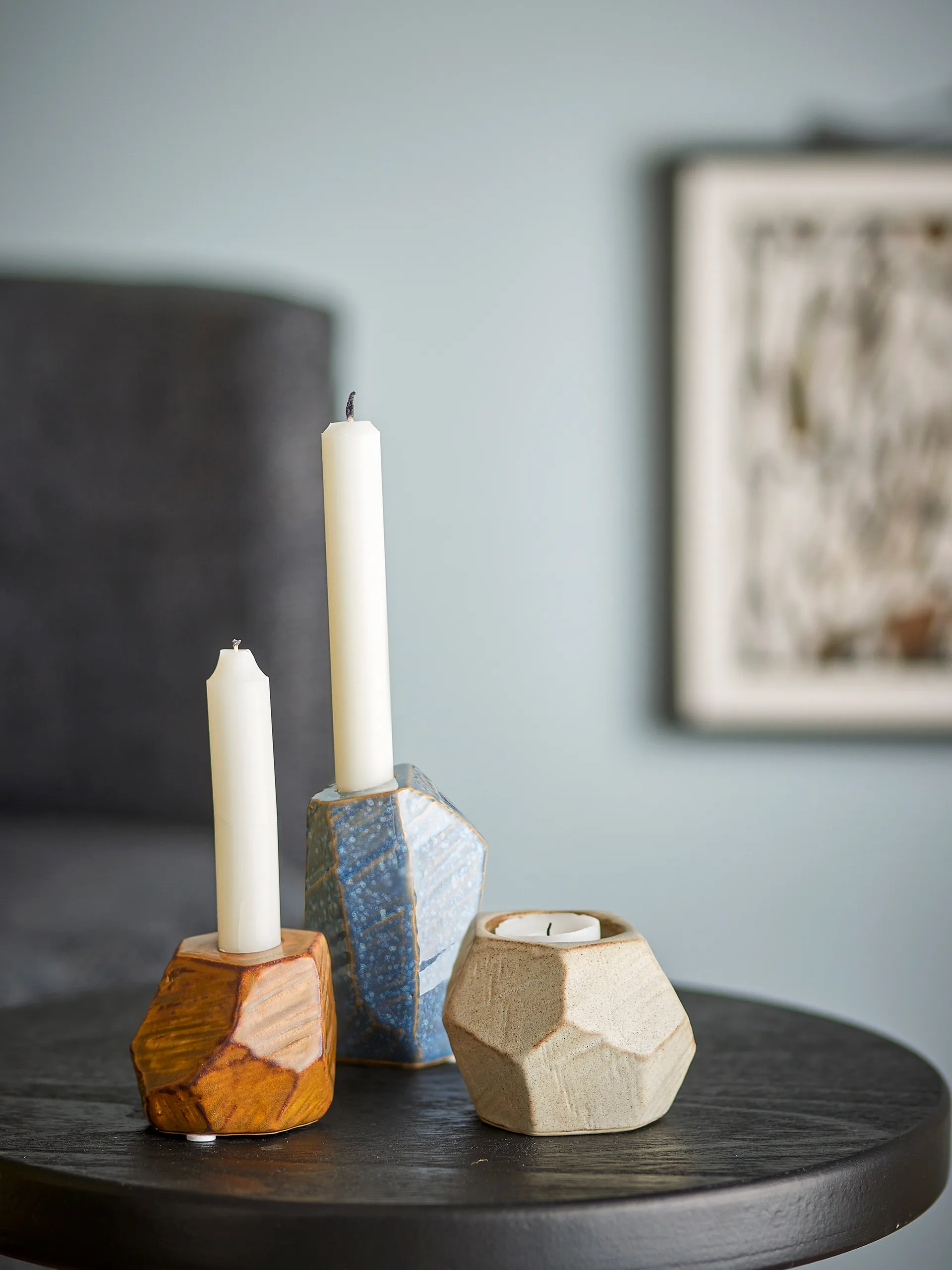Kimber votief & windlicht 3-delig, Blauw Bloomingville