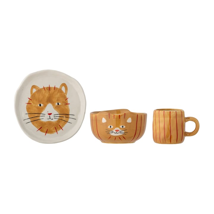 Kittie kinderservies aardewerk 3-delig - Kat - Bloomingville