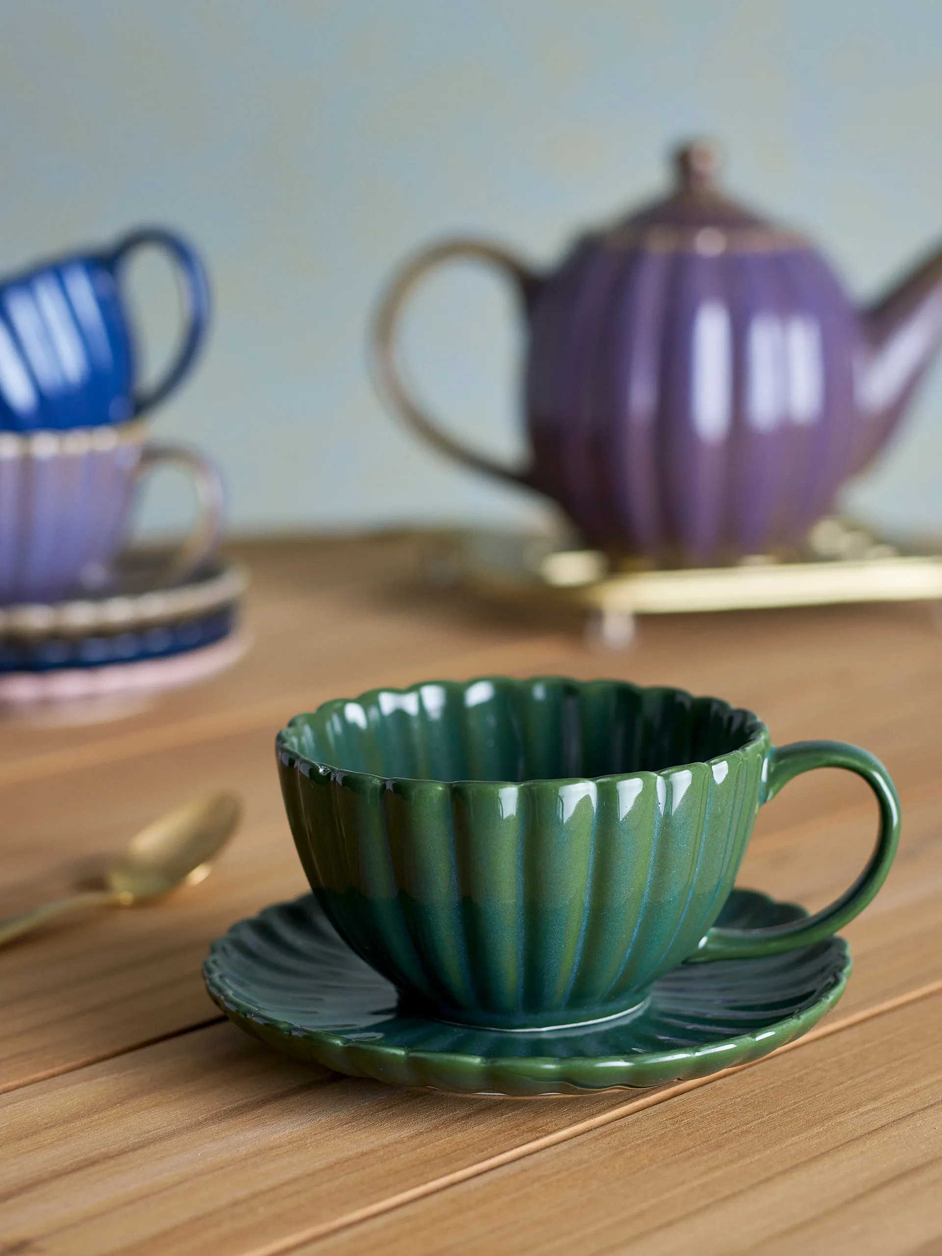 Latina kop 22 cl met schotel, Green Bloomingville