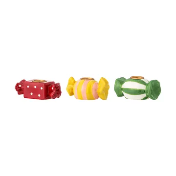 Leiano kandelaar - Geel-rood-groen, 3 delen, 10 cm - Bloomingville