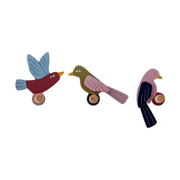 Lewi haak 3-delig - Vogels, blauw-roze - Bloomingville