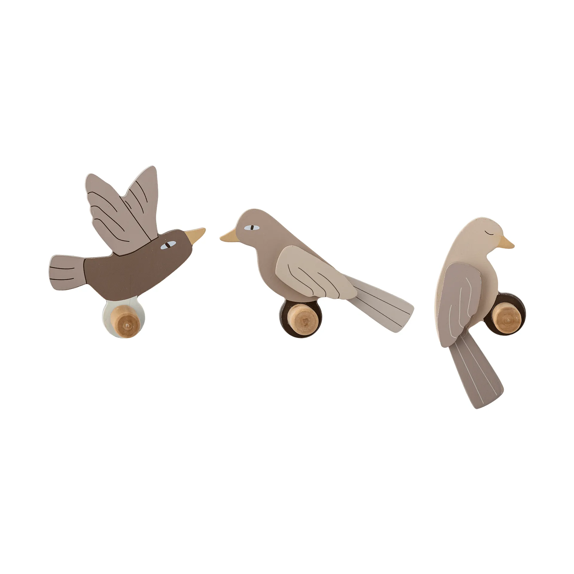 Lewi haak 3-delig, Vogels, bruin Bloomingville