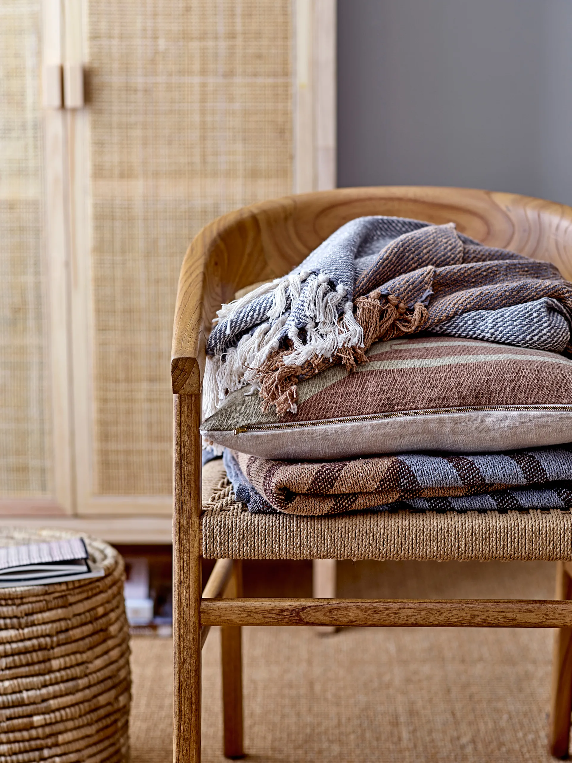 Lin opbergmand met deksel 2-delig, Natuur Bloomingville