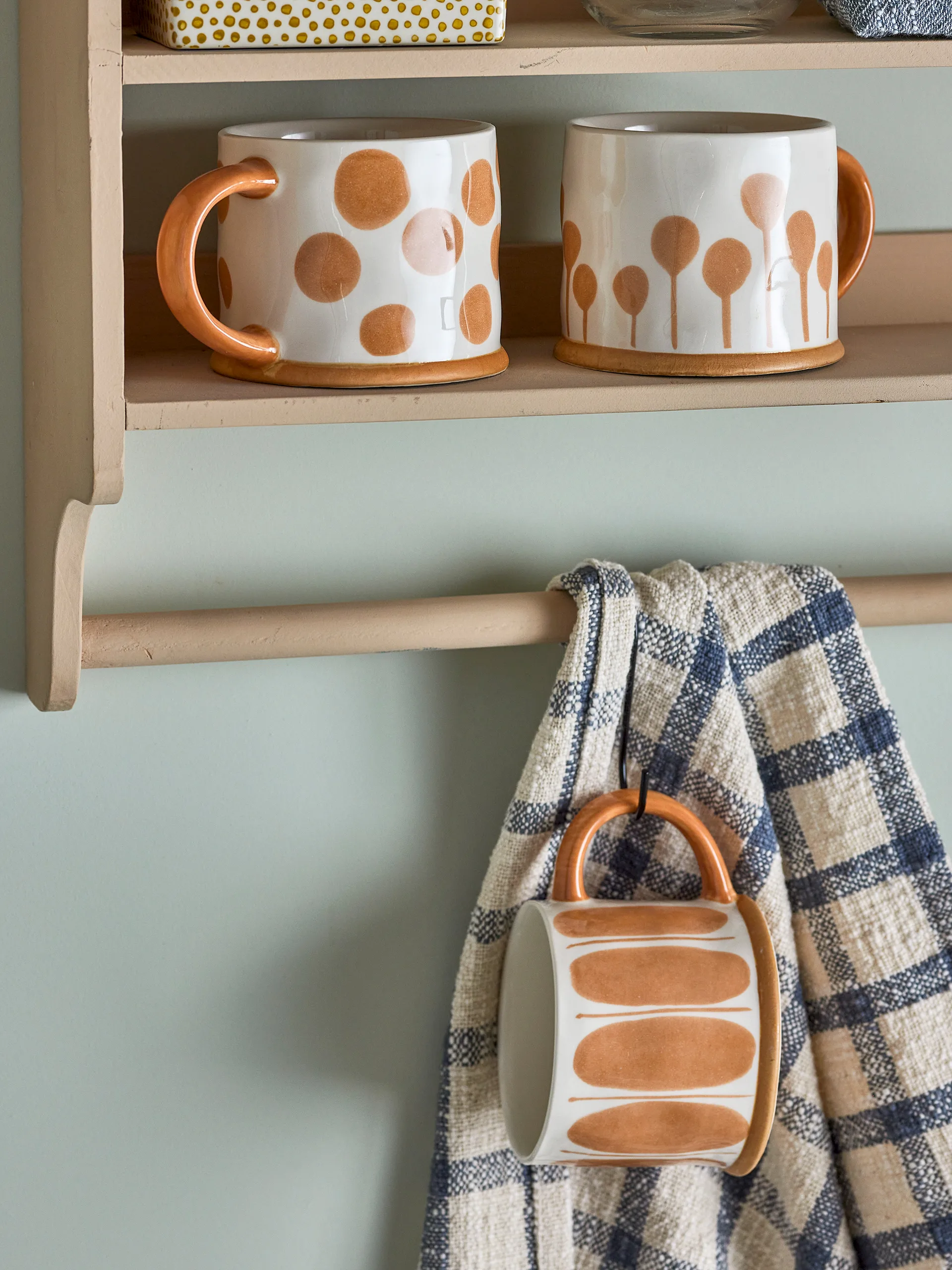 Linora mok 45 cl 3-pack, Wit-bruin Bloomingville