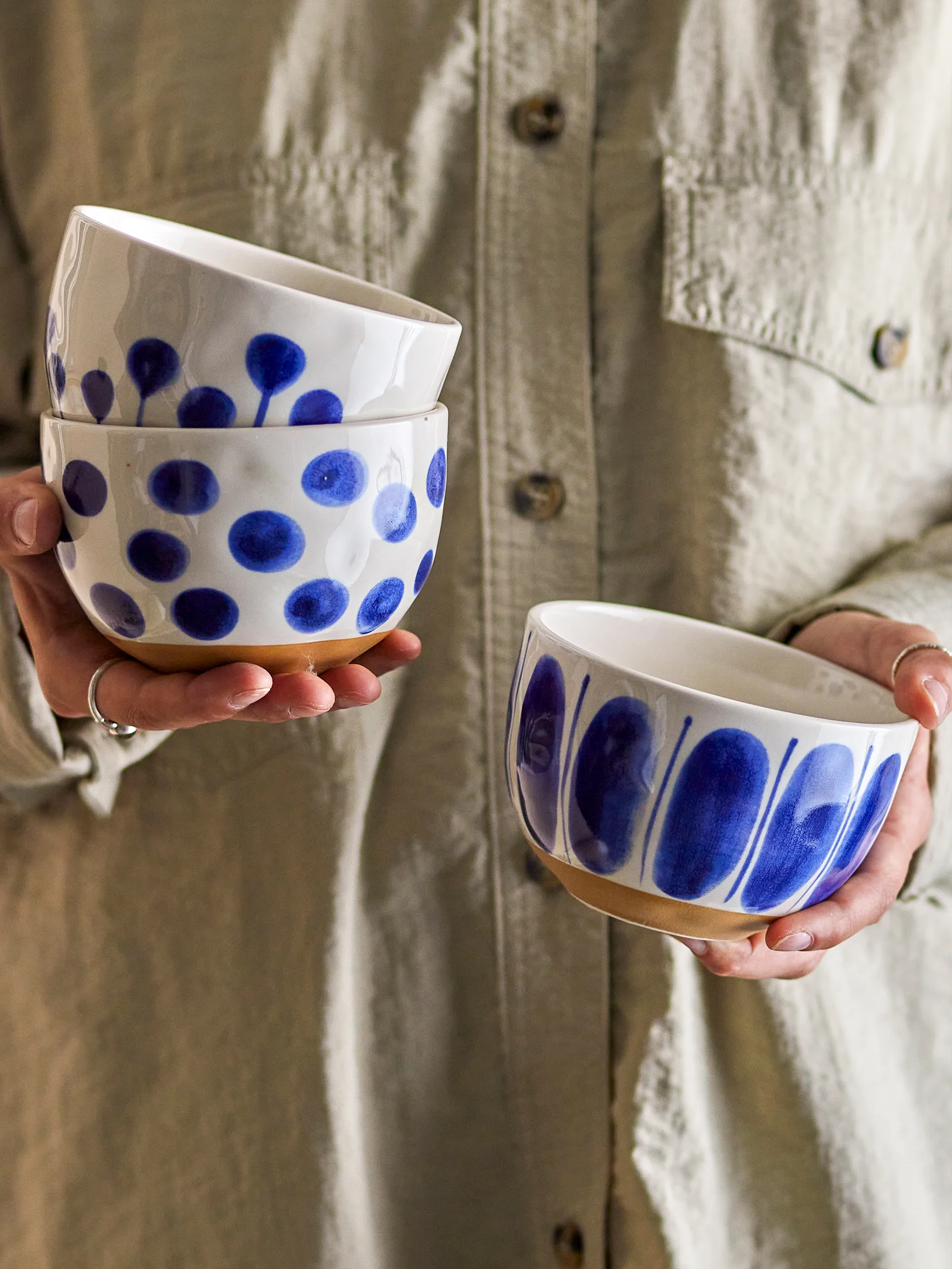 Linora schaal 58 cl 3-delig, Blauw Bloomingville