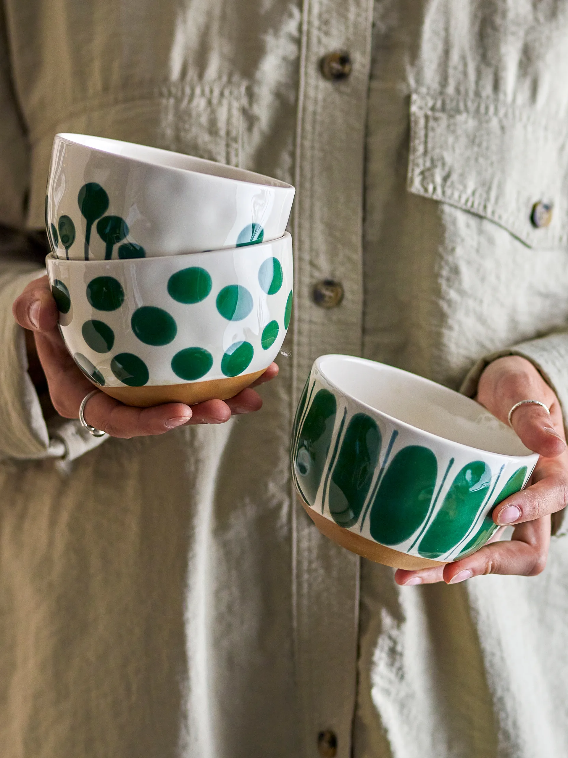 Linora schaal 58 cl 3-delig, Groen Bloomingville