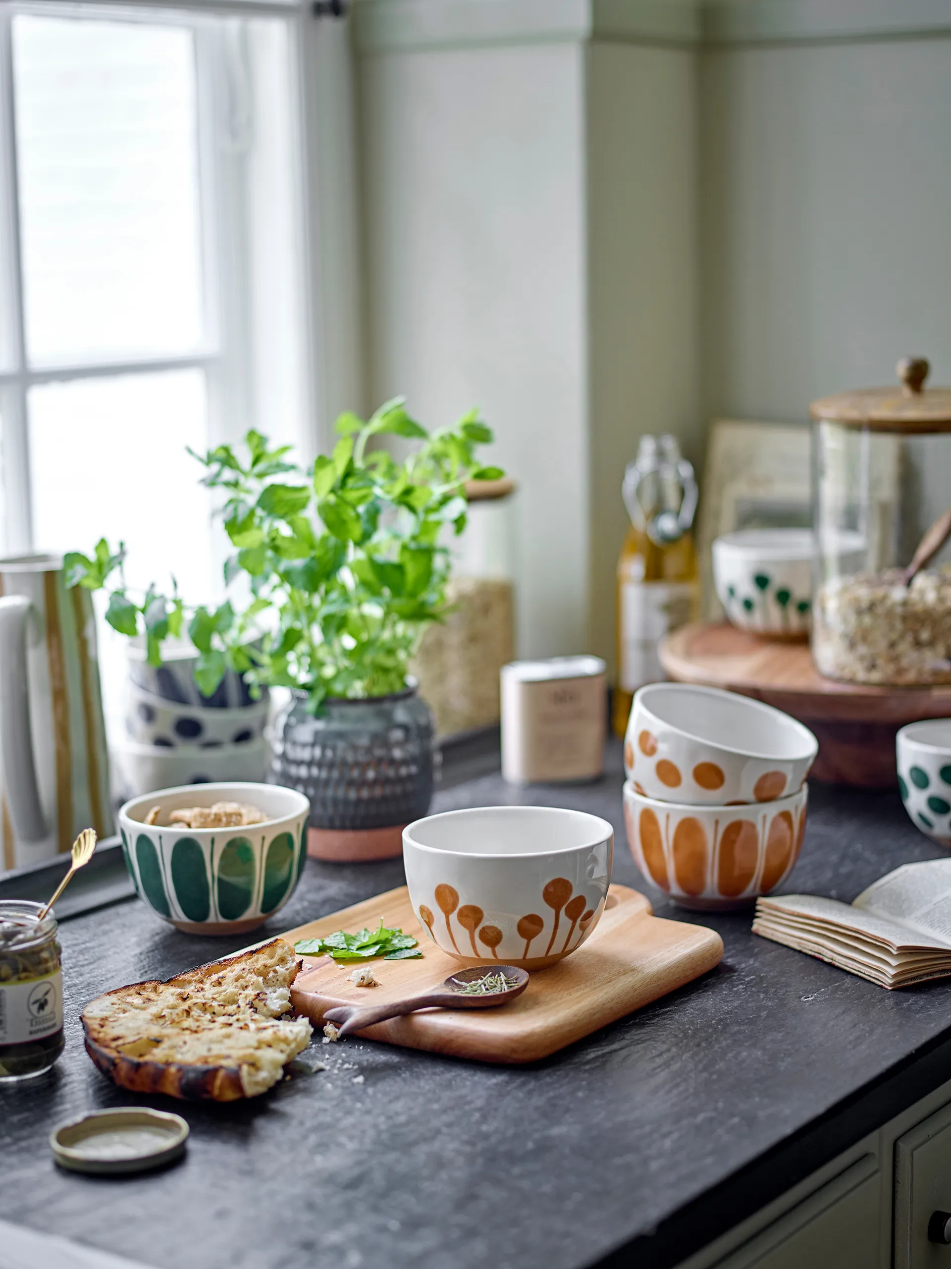 Linora schaal 58 cl 3-delig, Groen Bloomingville