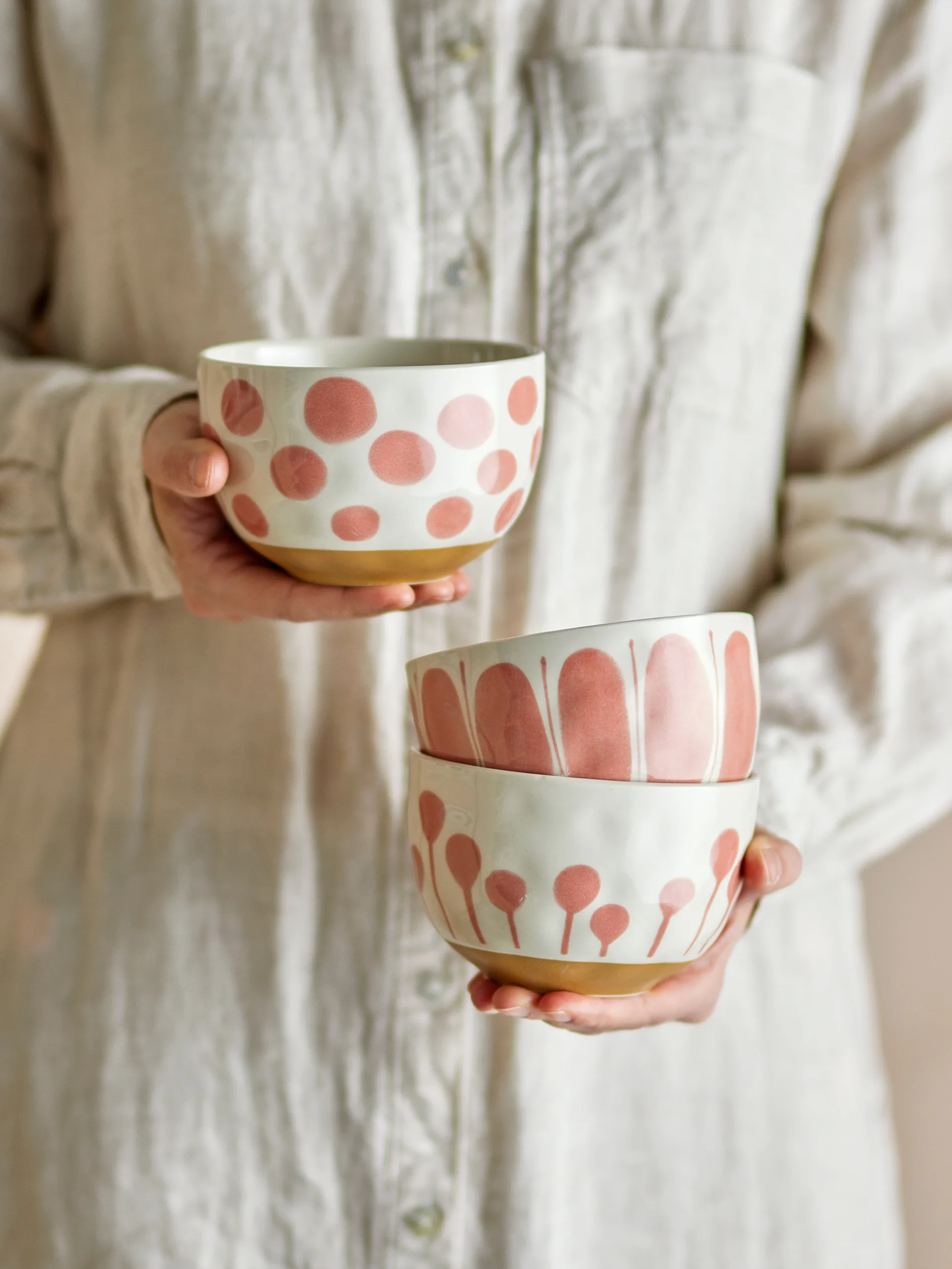 Linora schaal 58 cl 3-delig, Roos Bloomingville