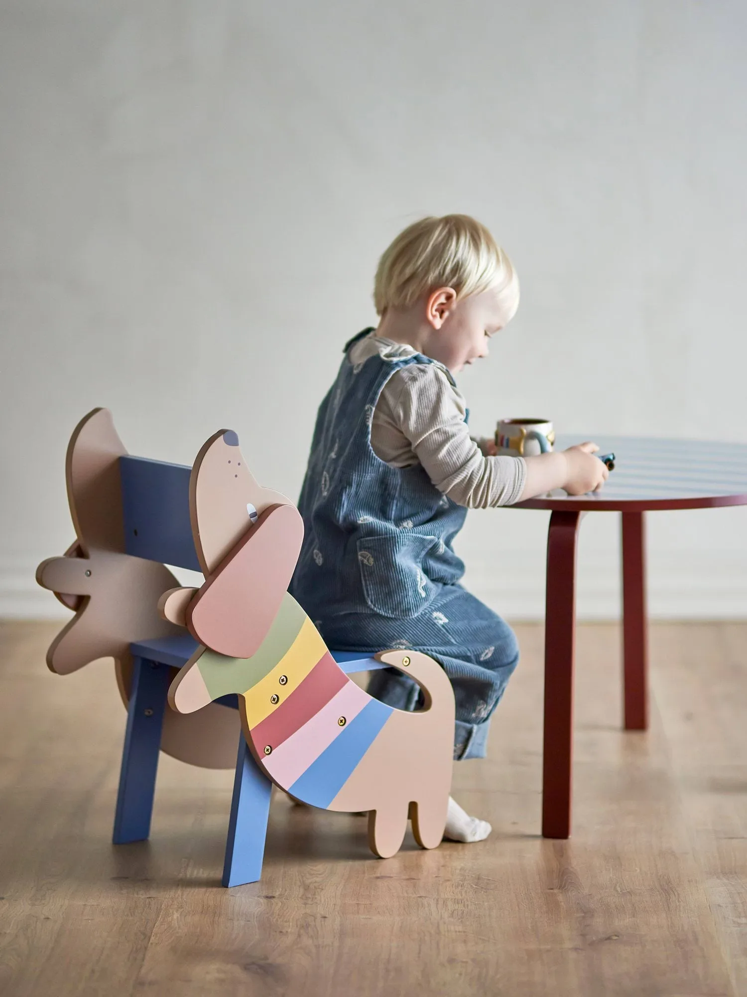 Liova tafel, Blauw-wit, Ø65 cm Bloomingville