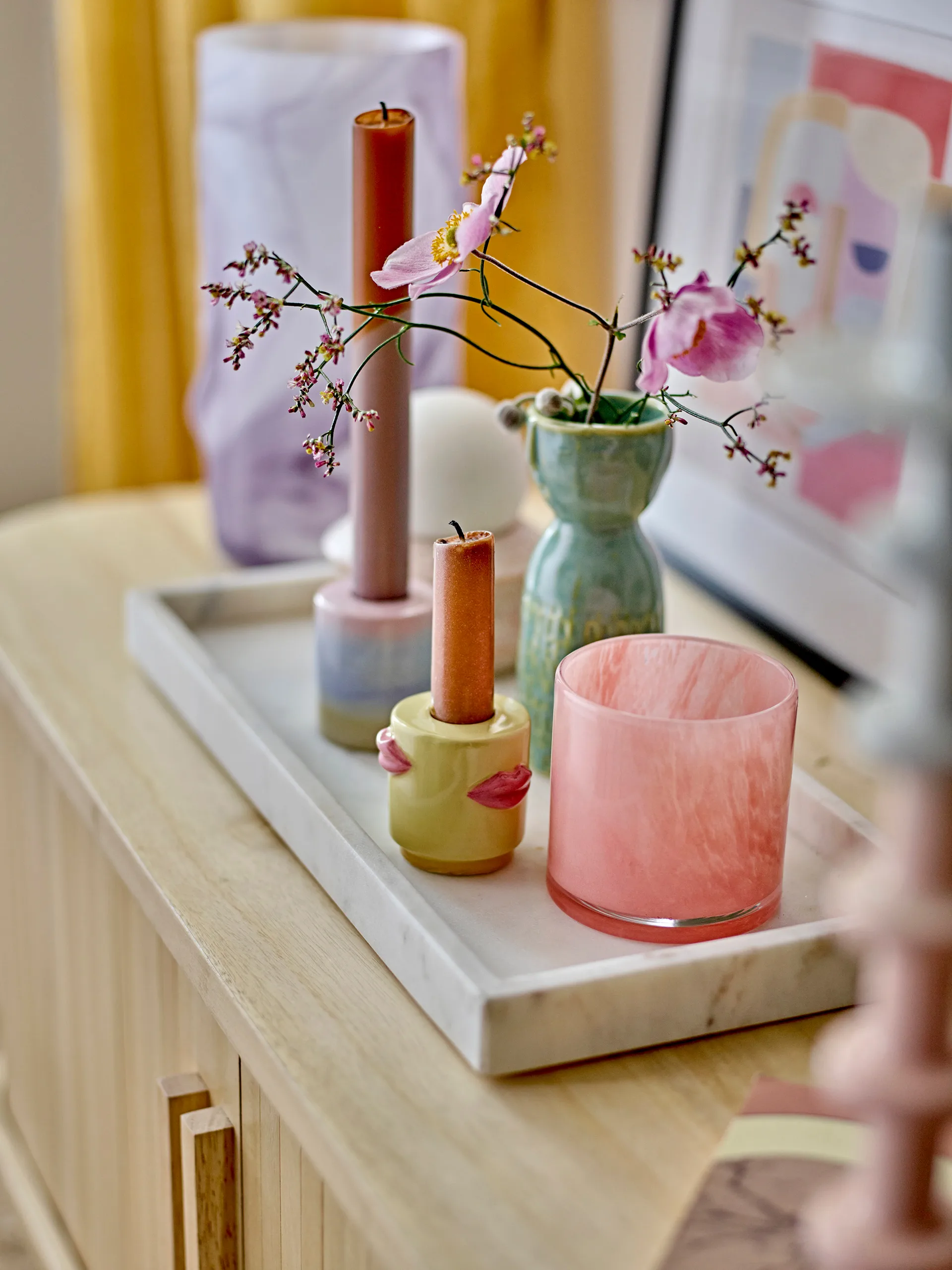 Majsa decoratieplateau 18x38 cm, White marble Bloomingville