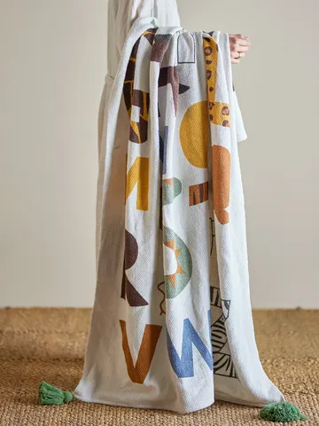 Memmo katoenplaid 160x130 cm - Natuur - Bloomingville