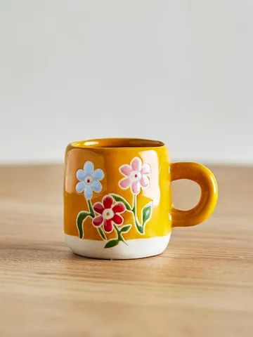 Millie kop 11 cl - Geel, bloemen - Bloomingville