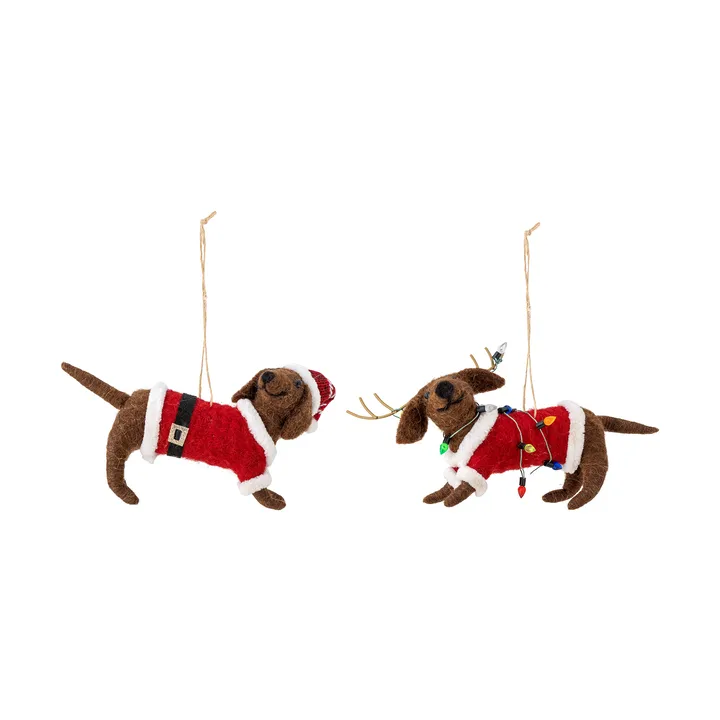 Monty kerstornament - Bruin-rood, 2-delig - Bloomingville